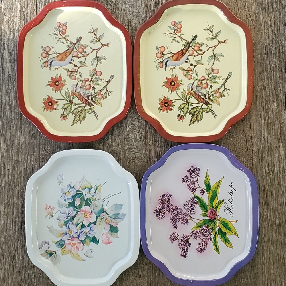 4 Vintage Metal Trays